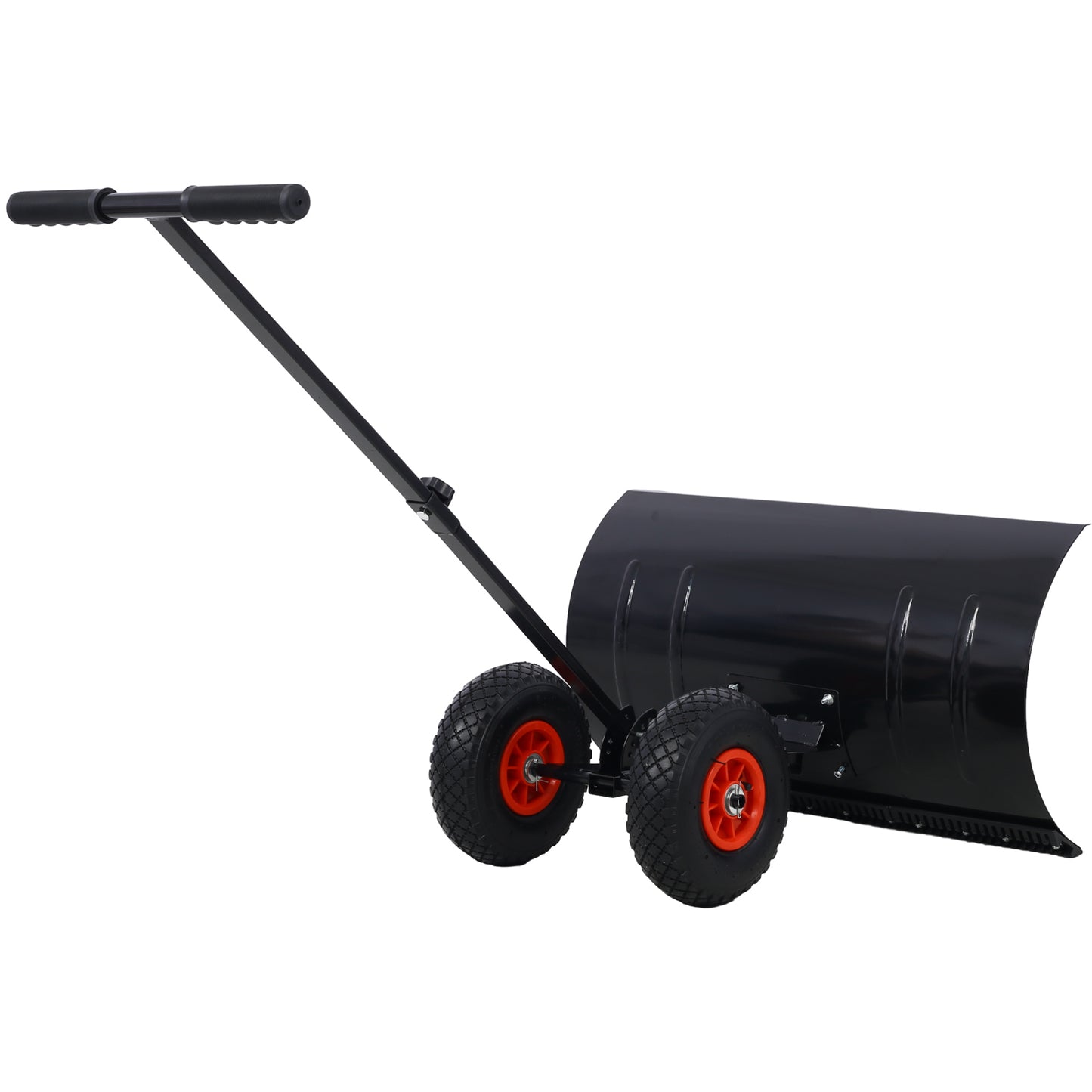 Snow Shovel with Wheels, Snow Pusher, Cushioned Adjustable Angle Handle Snow Removal Tool, 29" Blade, 10" Wheels,black color