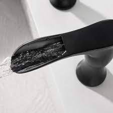 Matte Black Waterfall Bathroom Faucet with Double Handle Control