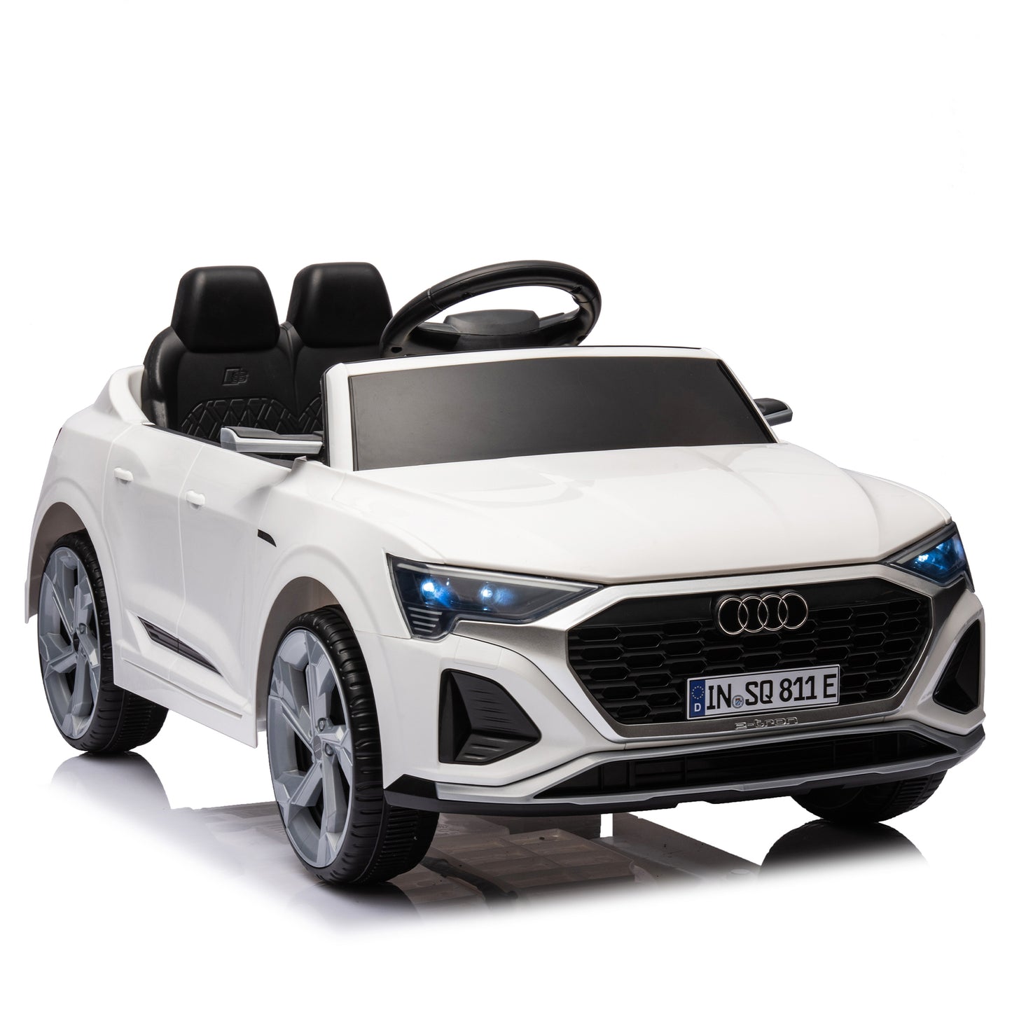 12V Kids Ride On Electric Car w/Parents Remote Control,Licensed Audi SQ8 for Kids,Dual Drive,Suspension,Hanging start,Three speed adjustable Music,Volume Control,LED Lights for Kids Aged 3-6.