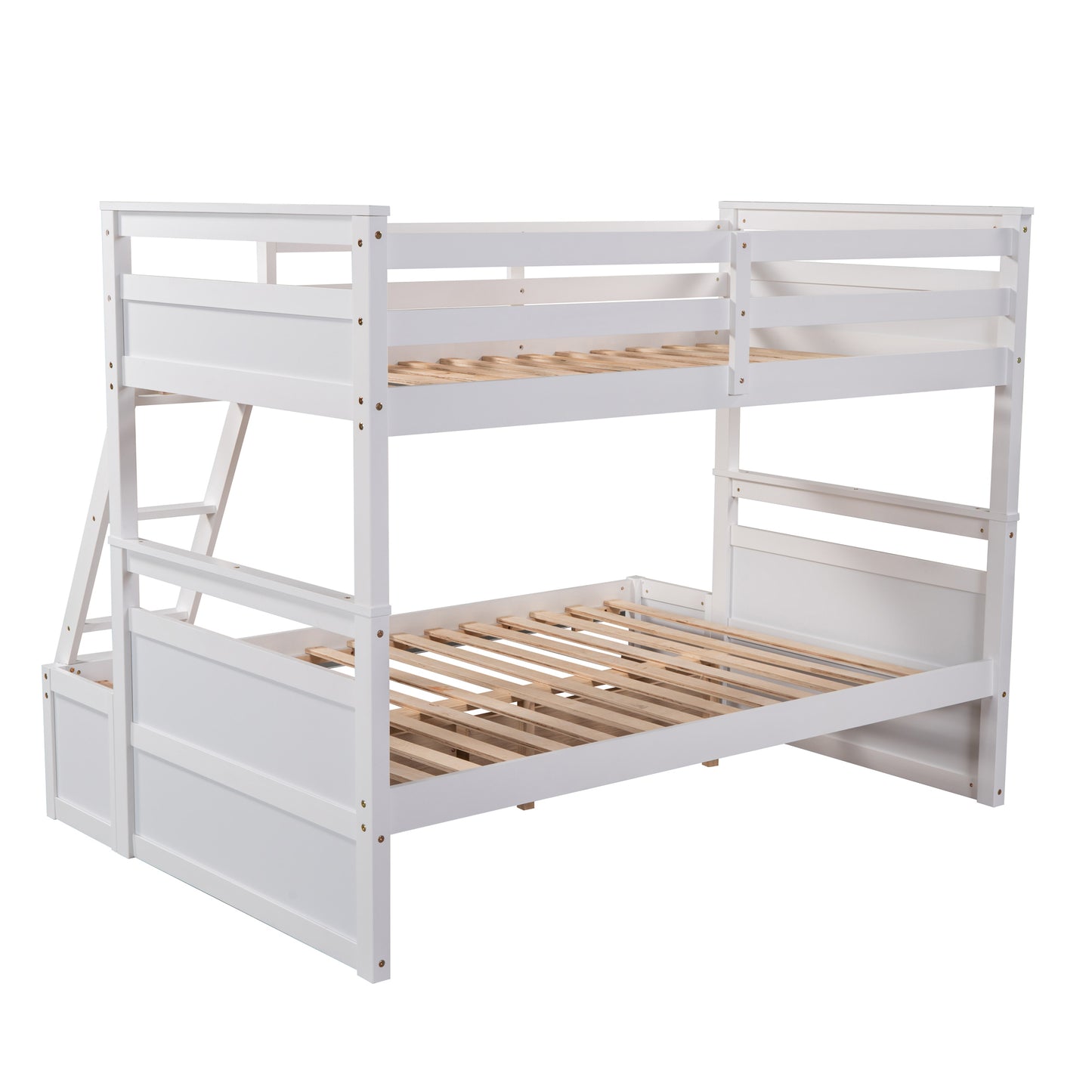 Twin Over Full Bunk Bed with Storage in White - Stylish Space-Saving Solution