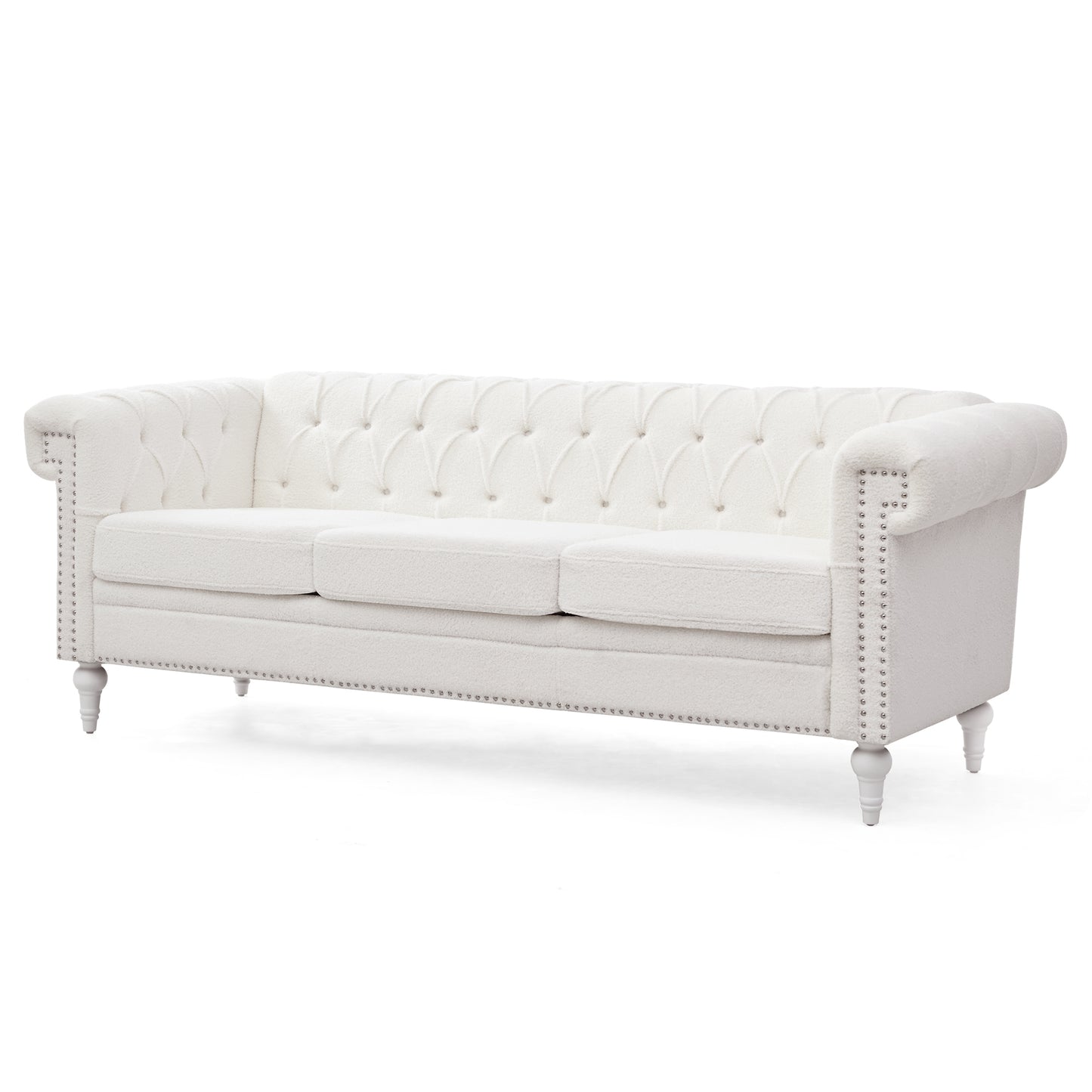 Traditional Bubble Nails Square Arm Sofa with Removable Cushions