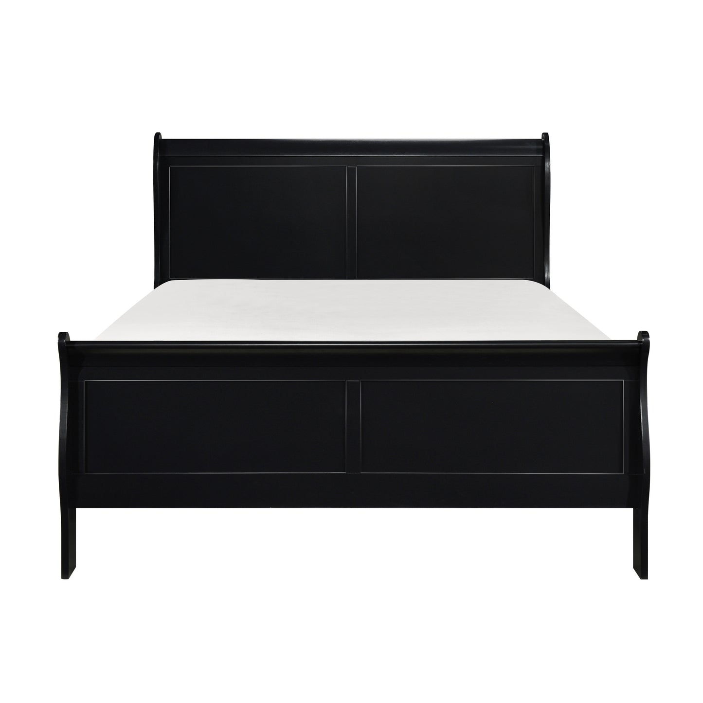 Black Finish Louis Philippe Style 1pc Queen Size Sleigh Bed Traditional Design Furniture