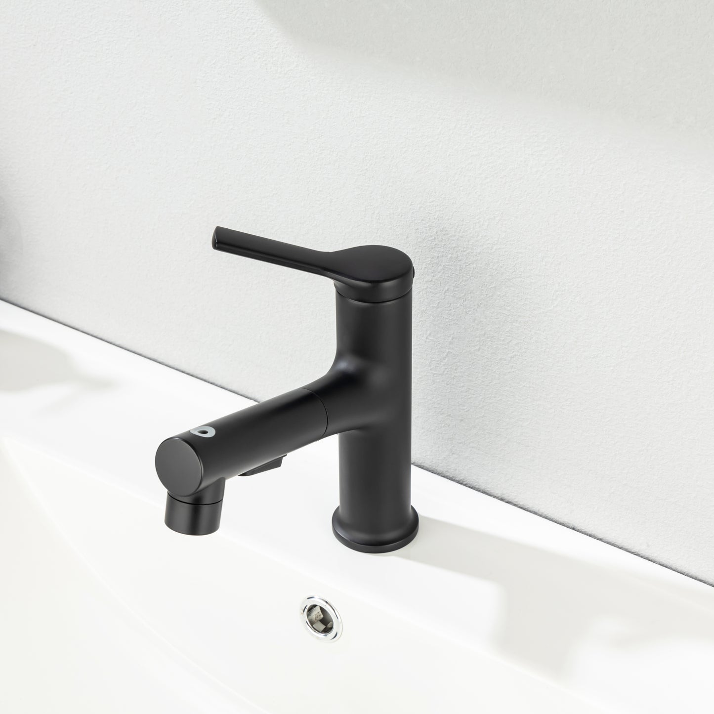 Single Hole Bathroom Faucet with Pull Out Sprayer and Dual Spray Modes