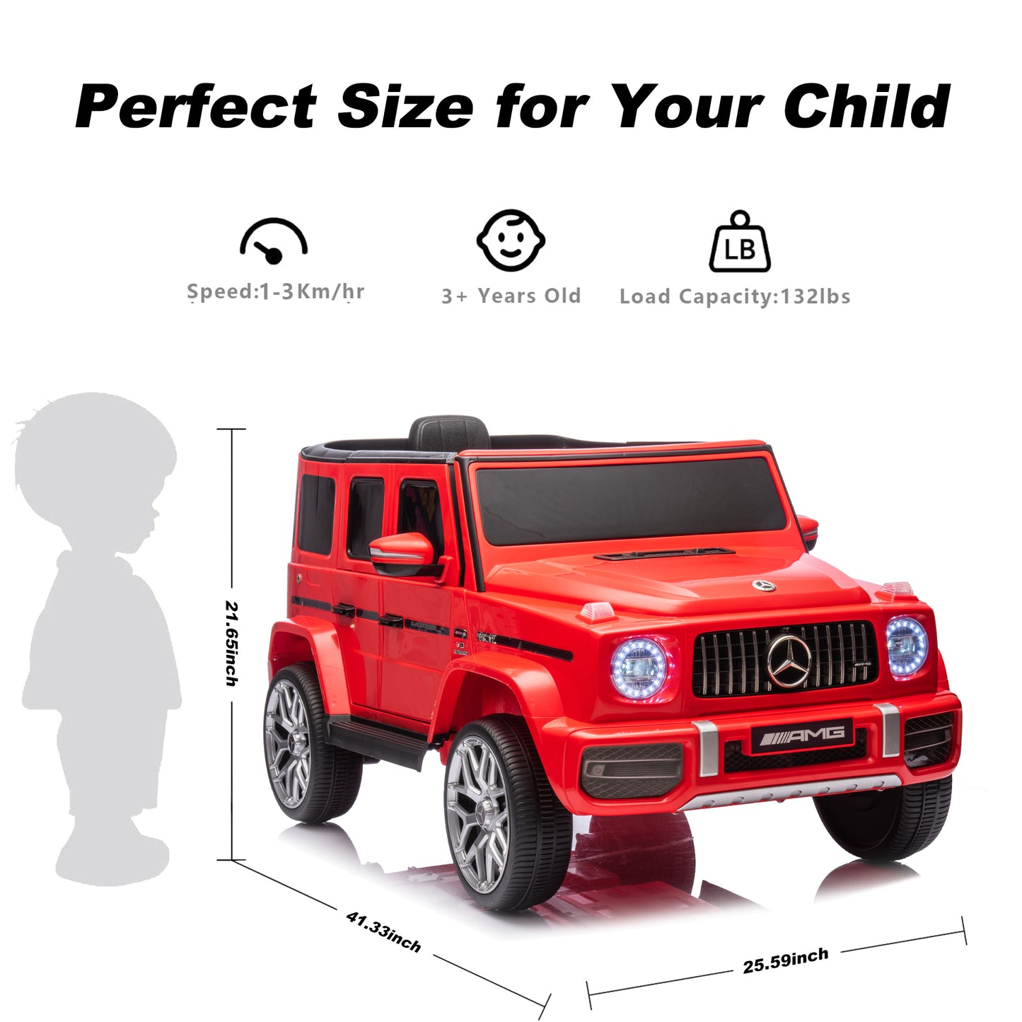 Licensed Mercedes Benz G63 Kids Ride On Car, 12V Electric Vehicle with Remote Control, Double Open Doors, Music, Bluetooth, Wheels Suspension, Battery Powered for Children Boy Girl (Red)