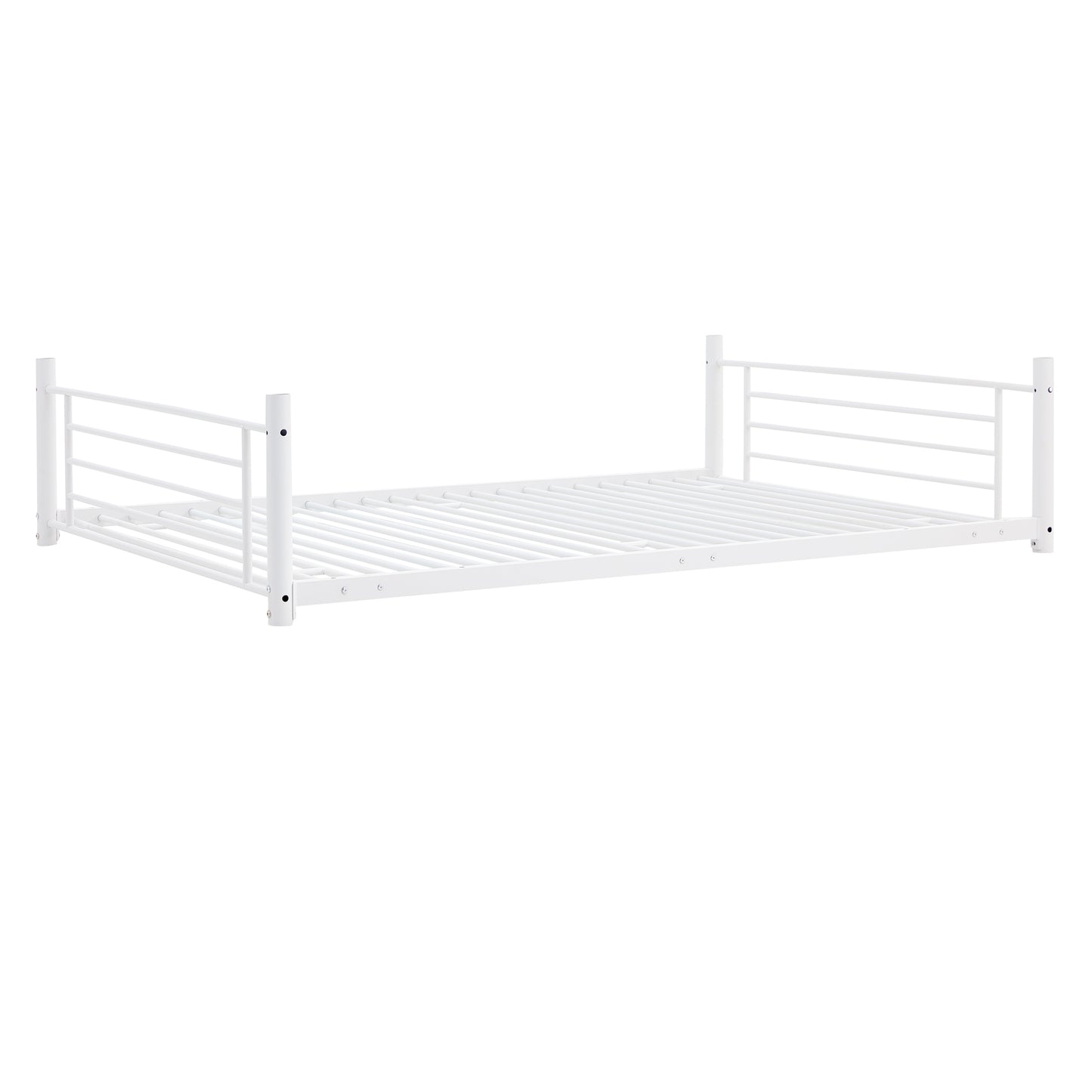 Full-Full-Full Metal  Triple Bed  with Built-in Ladder, Divided into Three Separate Beds,White