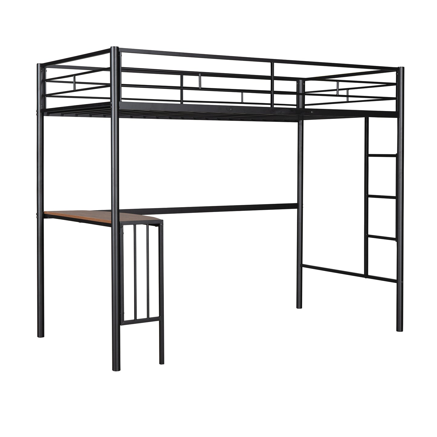 Metallic Black Bunk Bed with Desk and Full Over Twin Configuration