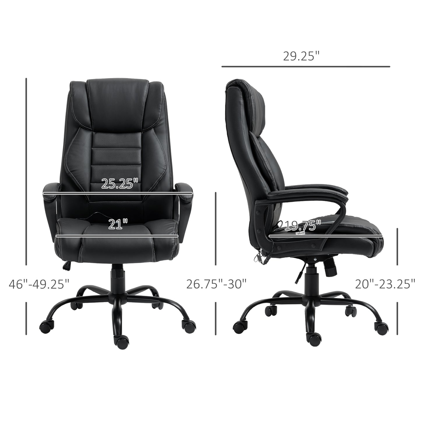 Vinsetto Ergonomic Massage Office Chair, High Back Executive Desk Chair with 6-Point Vibration, Adjustable Height, Swivel Seat and Rocking Function, Black