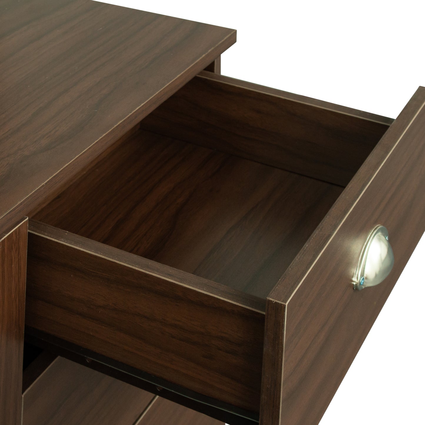 Elegant Walnut Home Office Desk with Hutch and Spacious Storage Capability