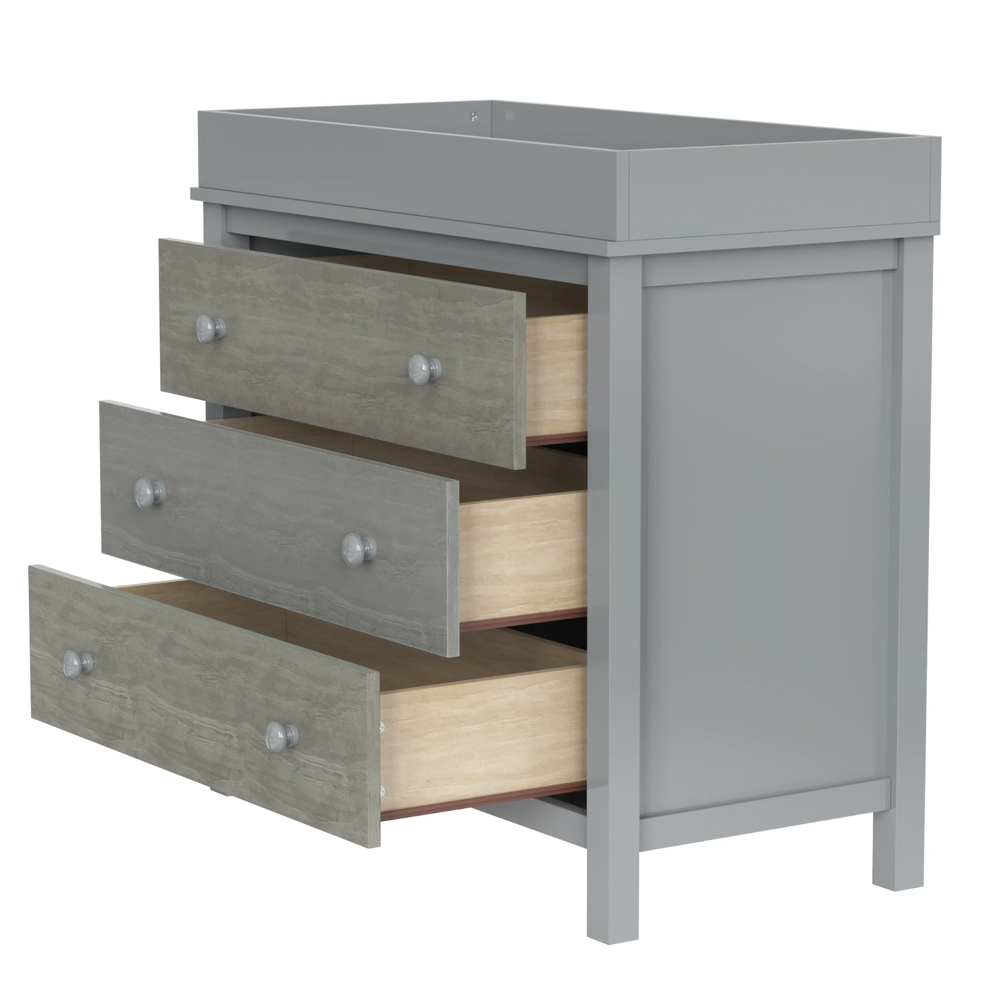 3-Drawer Changer Dresser with Removable Changing Tray in Gray