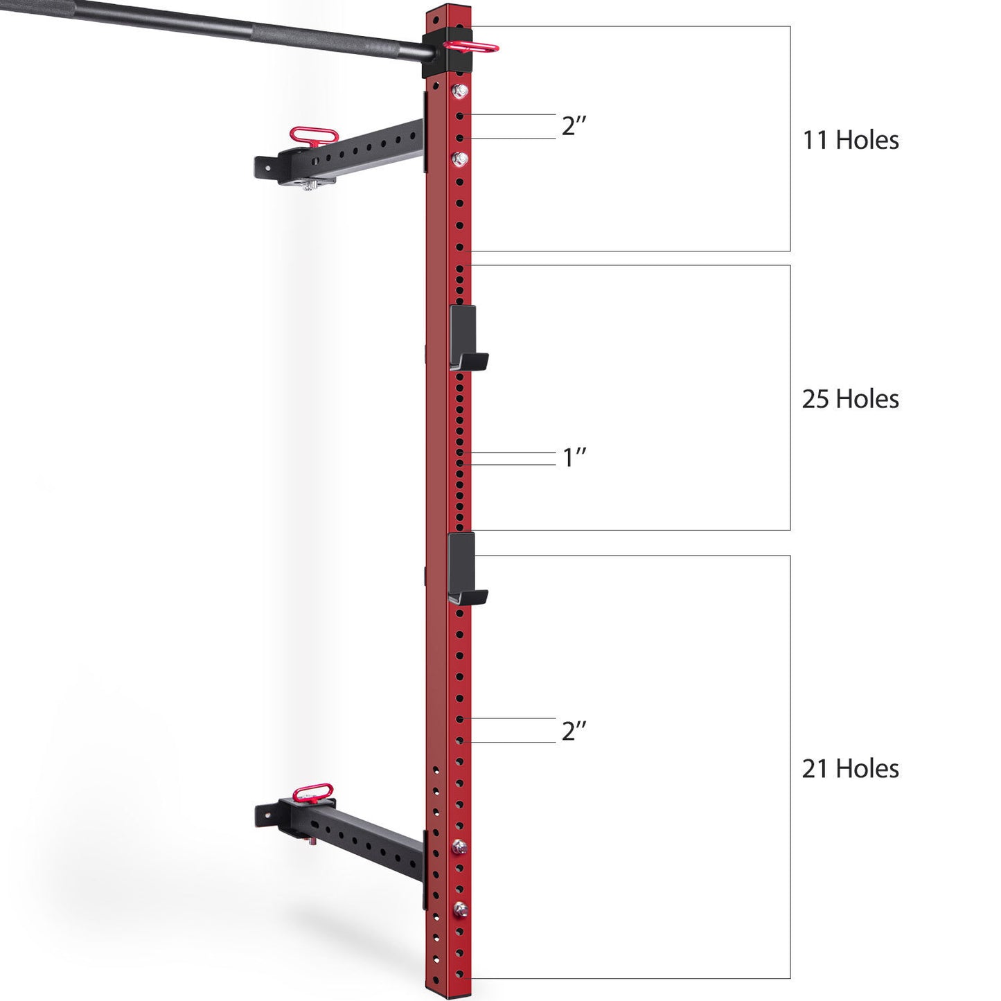 Wall Mounted Folding Squat Rack - Folding Squat Power Rack for 1000lbs capacity with Pull Up Bar and J Cups, Space Saving Home Gym Equipment