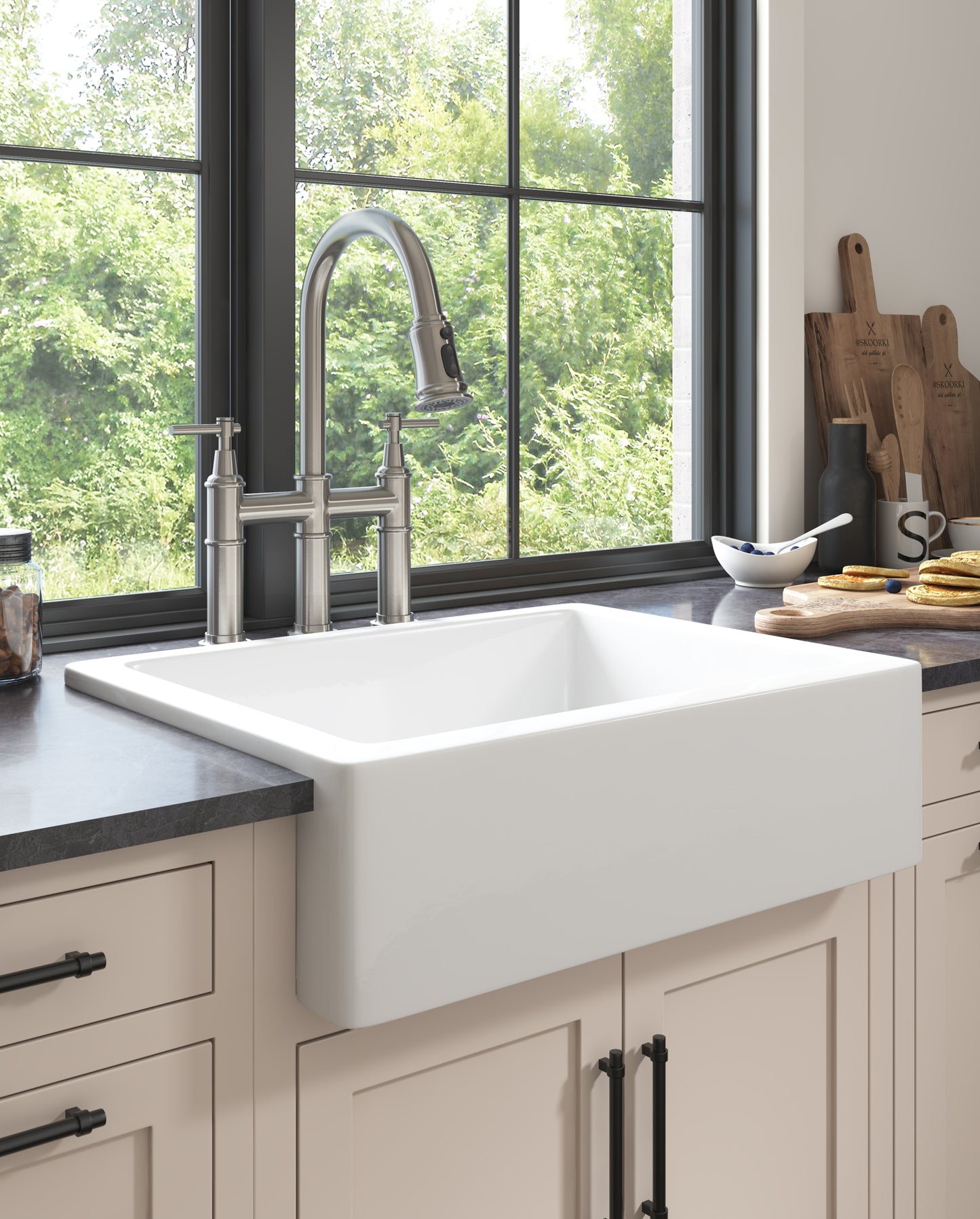 Farmhouse/Apron Front White Ceramic Kitchen Sink with Timeless Elegance