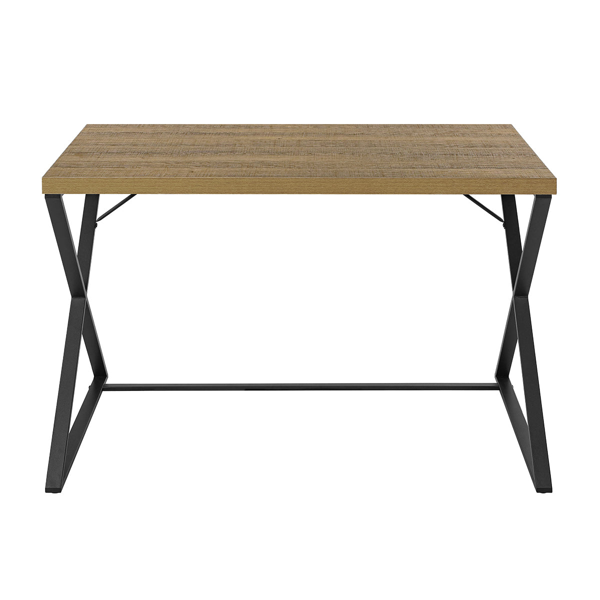 47.2 L Oak and Black X-Leg Home Office Computer Desk - Strong and Versatile Workstation