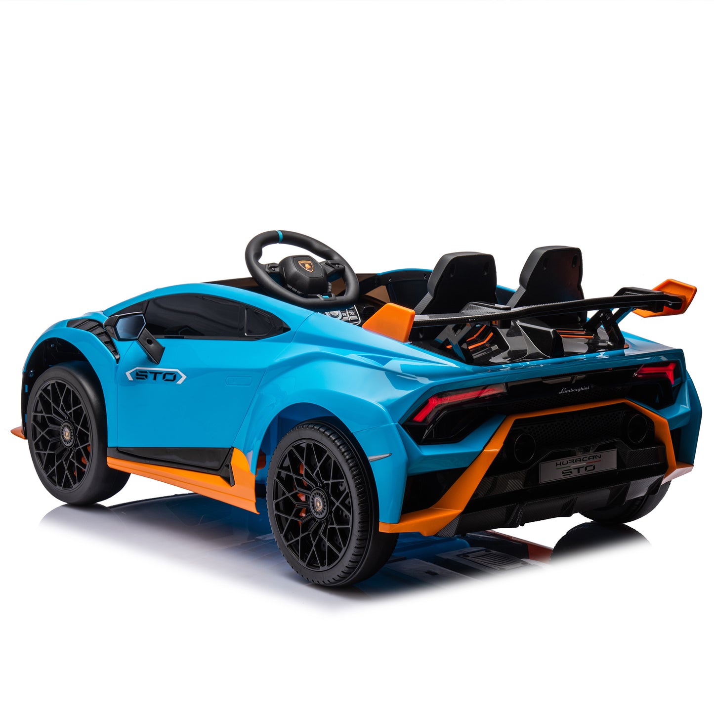 Lamborghini Huracan Sto 24V Kids Electric Ride-On Drift Car: Speeds 1.86-5.59 MPH, Ages 3-8, Foam Front Wheels, 360° Spin, LED Lights, Dynamic Music, Early Learning, USB Port, Drift Feature