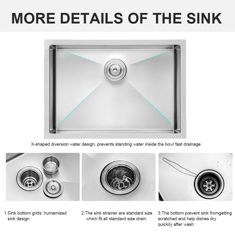 27 Inch Stainless Steel Undermount Kitchen Sink with X-Shaped Water Guide