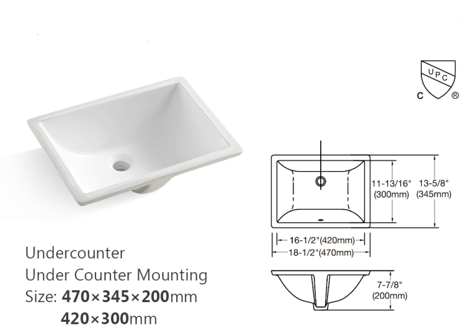 Montary 49x22inch  bathroom stone vanity top  engineered stone carrara white marble color with rectangle undermount ceramic sink and 3 faucet hole with back splash .