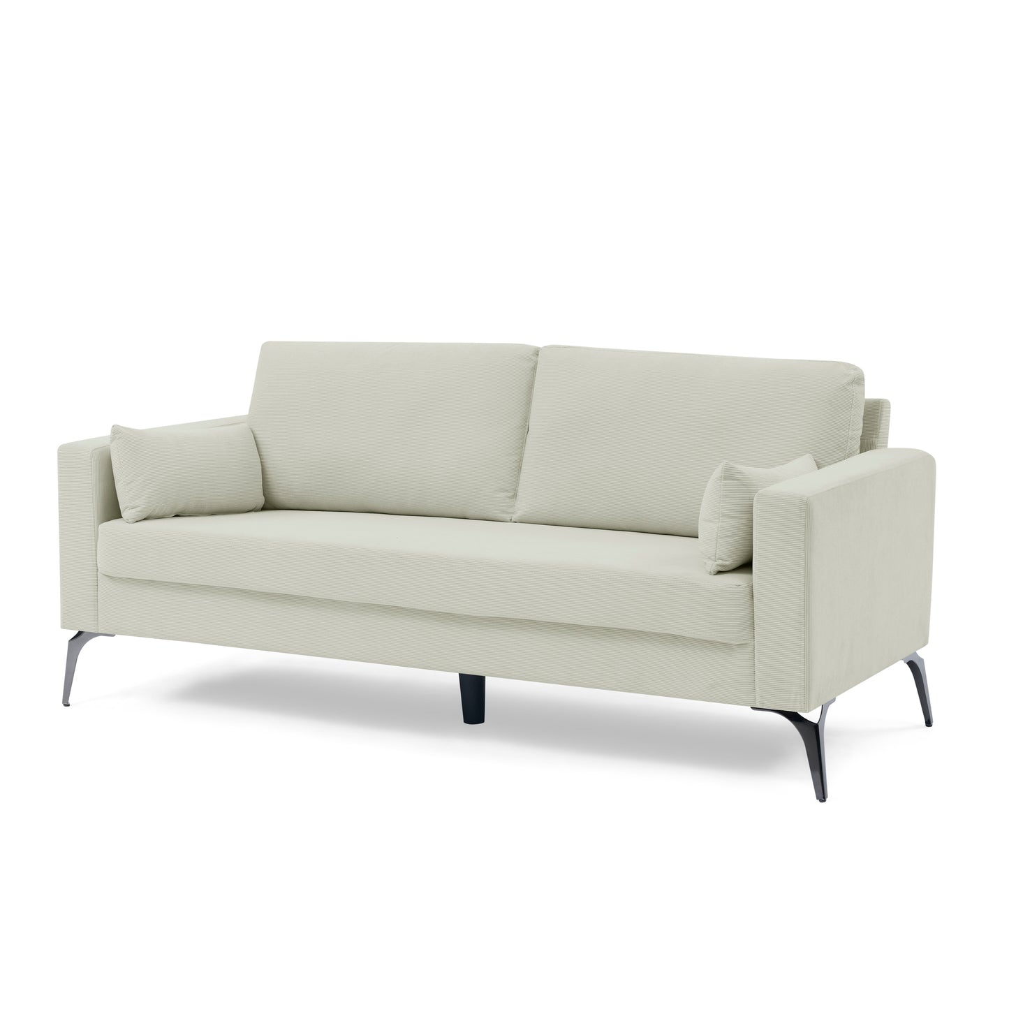 Beige Corduroy 3-Seater Sofa with Modern Minimalist Design and Sturdy Construction