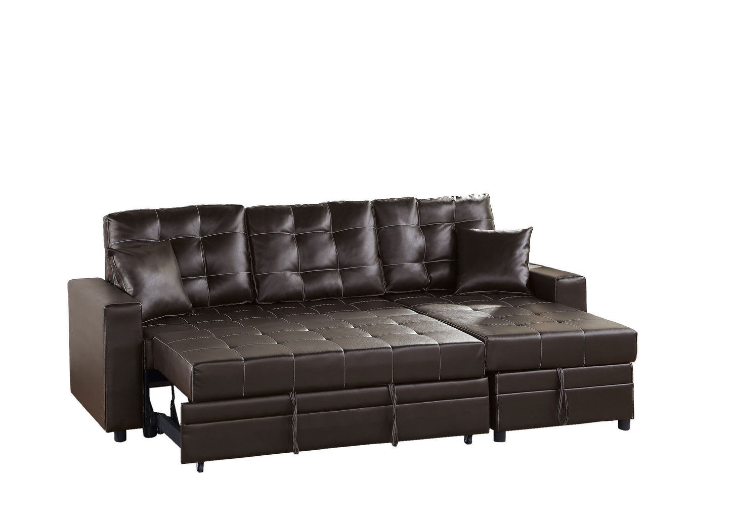 SECTIONAL in Black Faux Leather