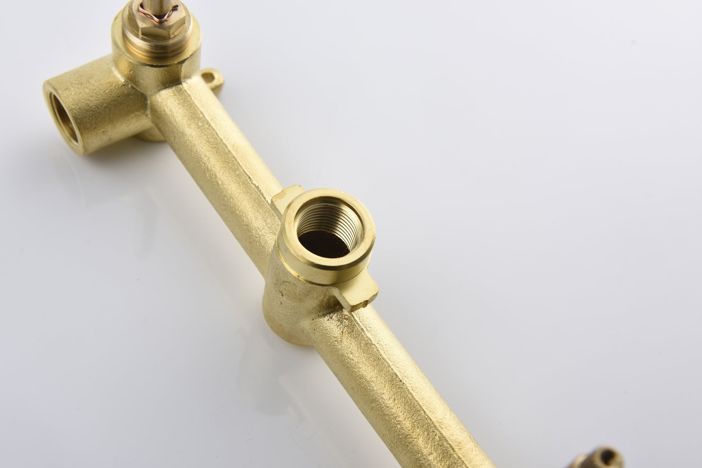 Golden Cross-Handle Wall Mounted Brass Bathroom Faucet