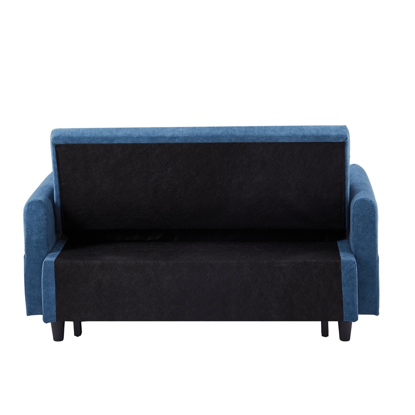 55.1 Blue Pull Out Sleeper Loveseat Sofa Bed with Adjustable Backrest and USB Ports