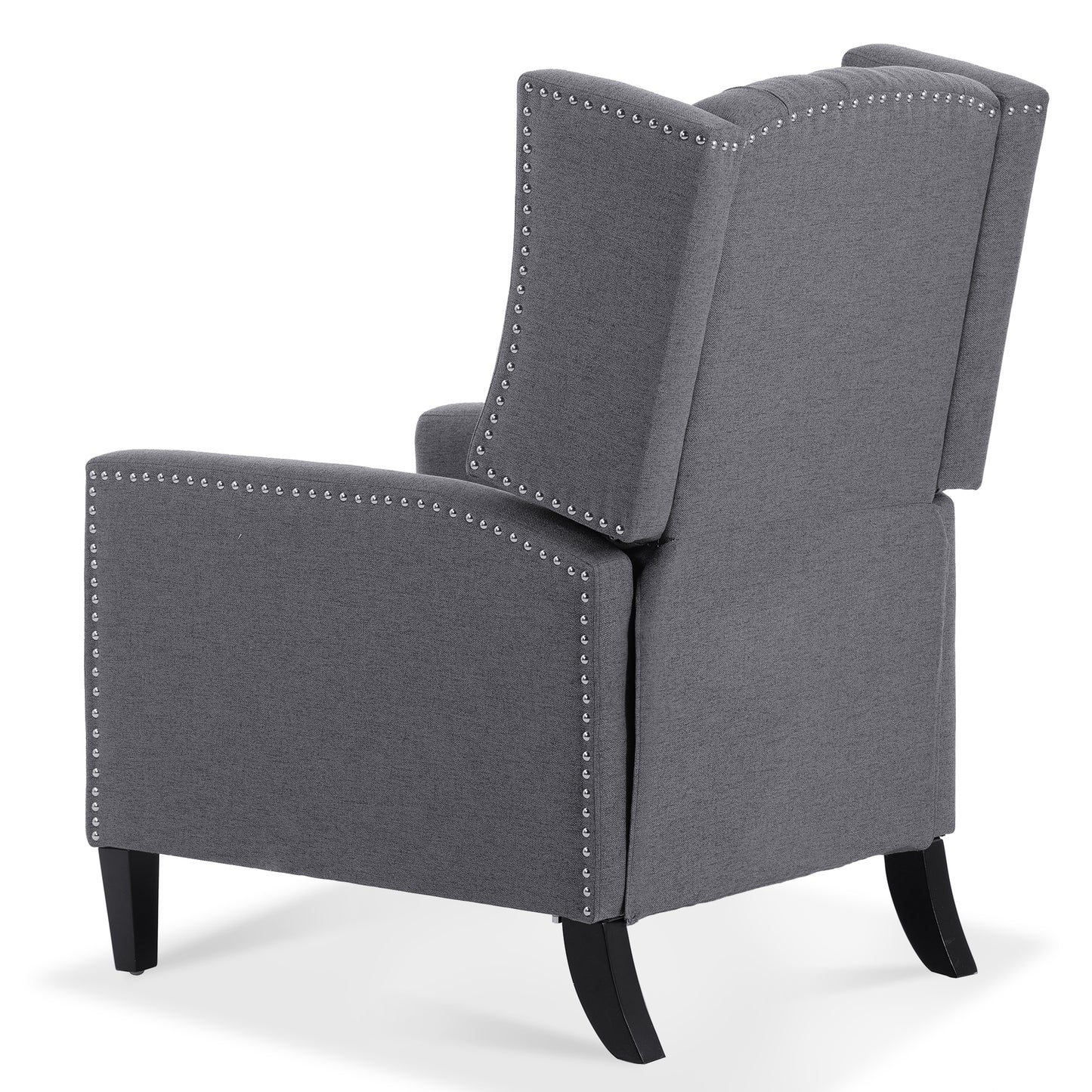 27.16 Inch Grey Fabric Wing Chair Recliner with Adjustable Backrest