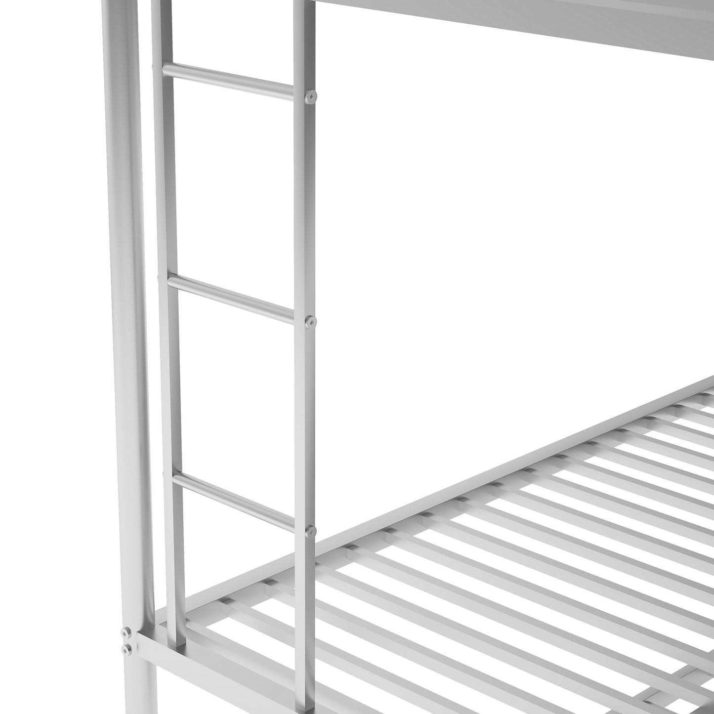 Silver Steel Bunk Bed Set with Twin Trundle and Two-Side Ladders