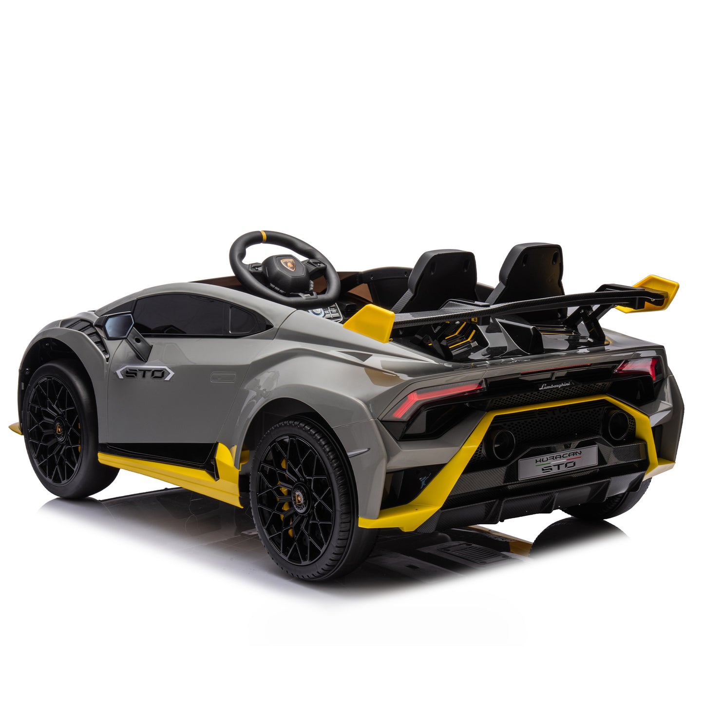 Lamborghini Huracan Sto 24V Kids Electric Ride-On Drift Car: Speeds 1.86-5.59 MPH, Ages 3-8, Foam Front Wheels, 360° Spin, LED Lights, Dynamic Music, Early Learning, USB Port, Drift Feature