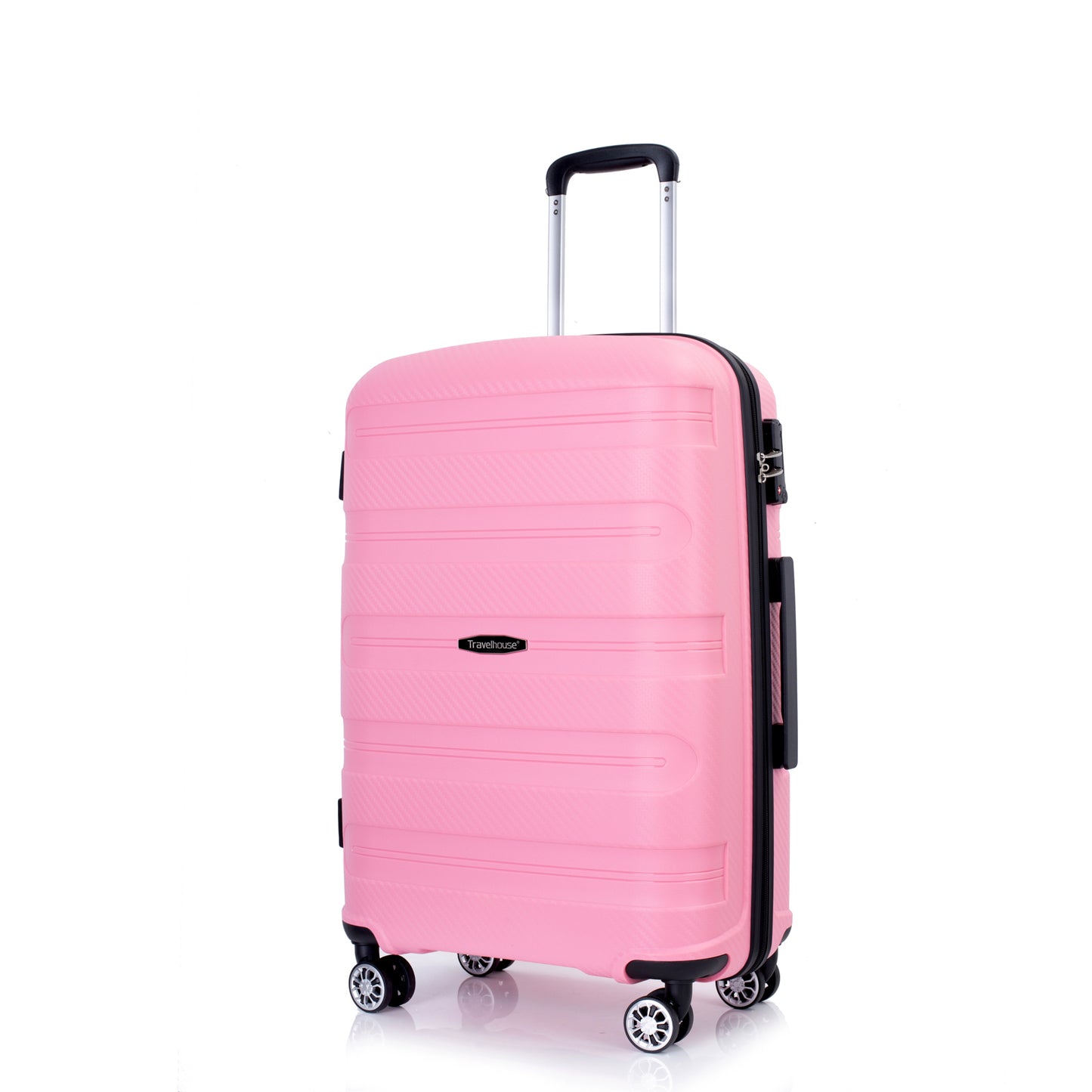 Hardshell Suitcase Spinner Wheels PP Luggage Sets Lightweight Durable Suitcase with TSA Lock,3-Piece Set (20/24/28) ,Pink