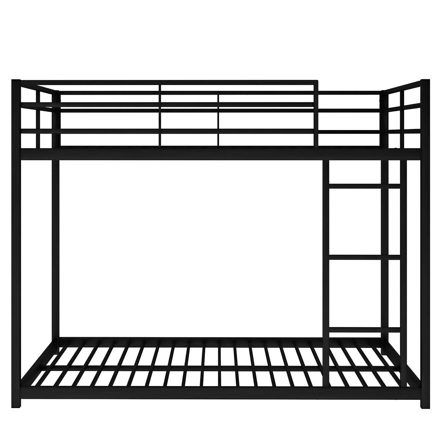 Modern Black Metal Bunk Bed with Full over Full Design