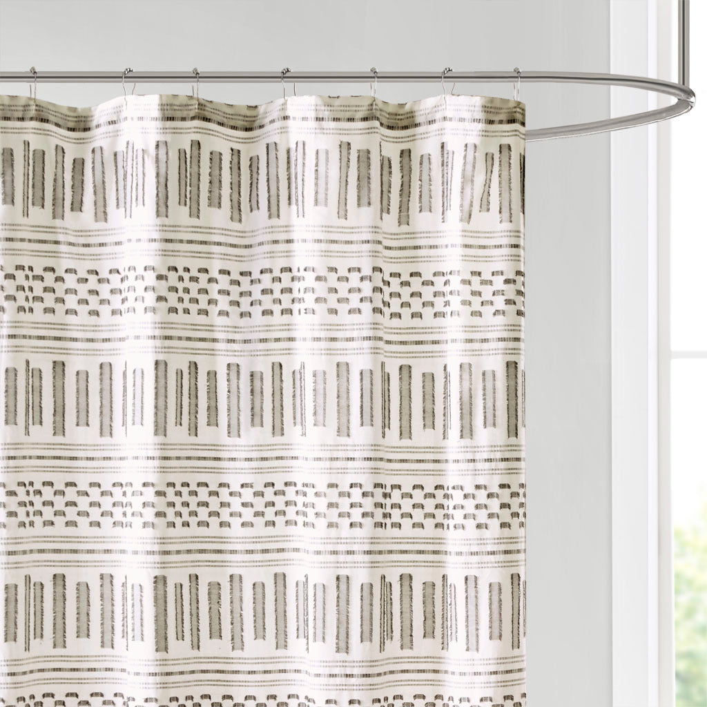 Rhea Jacquard Cotton Shower Curtain with Farmhouse Vibes