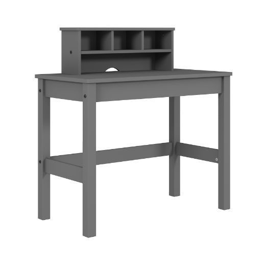 Logan Gray Writing Desk with Versatile Hutch