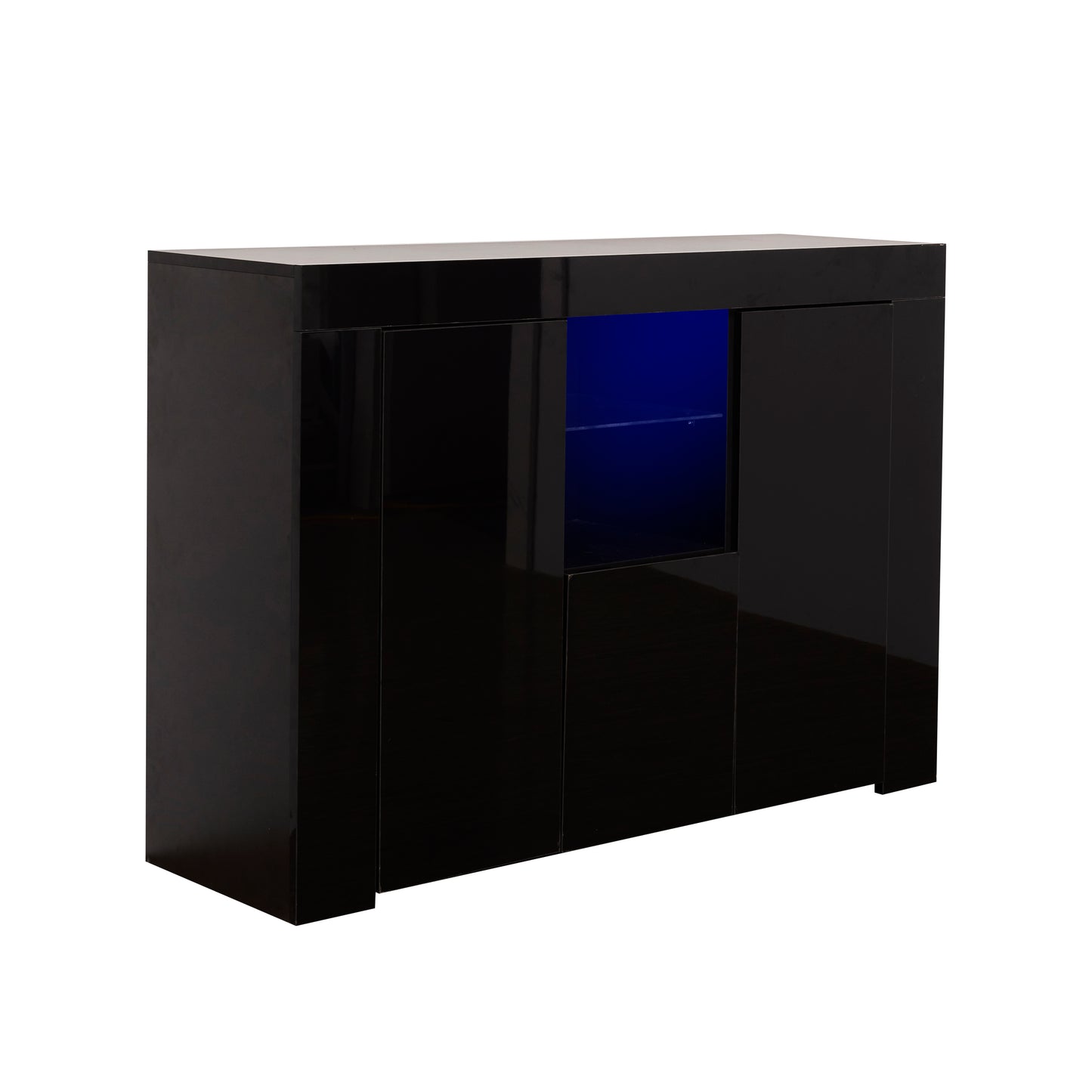 Modern White High Gloss LED Sideboard with Drawer and Storage Cabinet