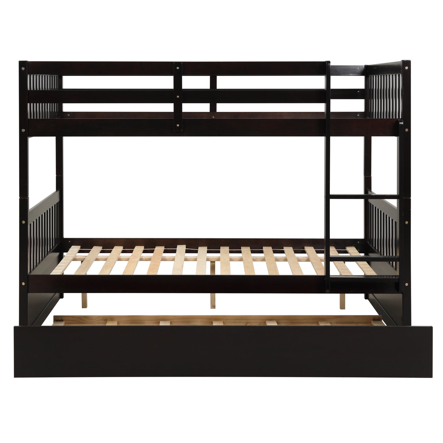 Espresso Rustic Full Size Bunk Bed Set with Trundle