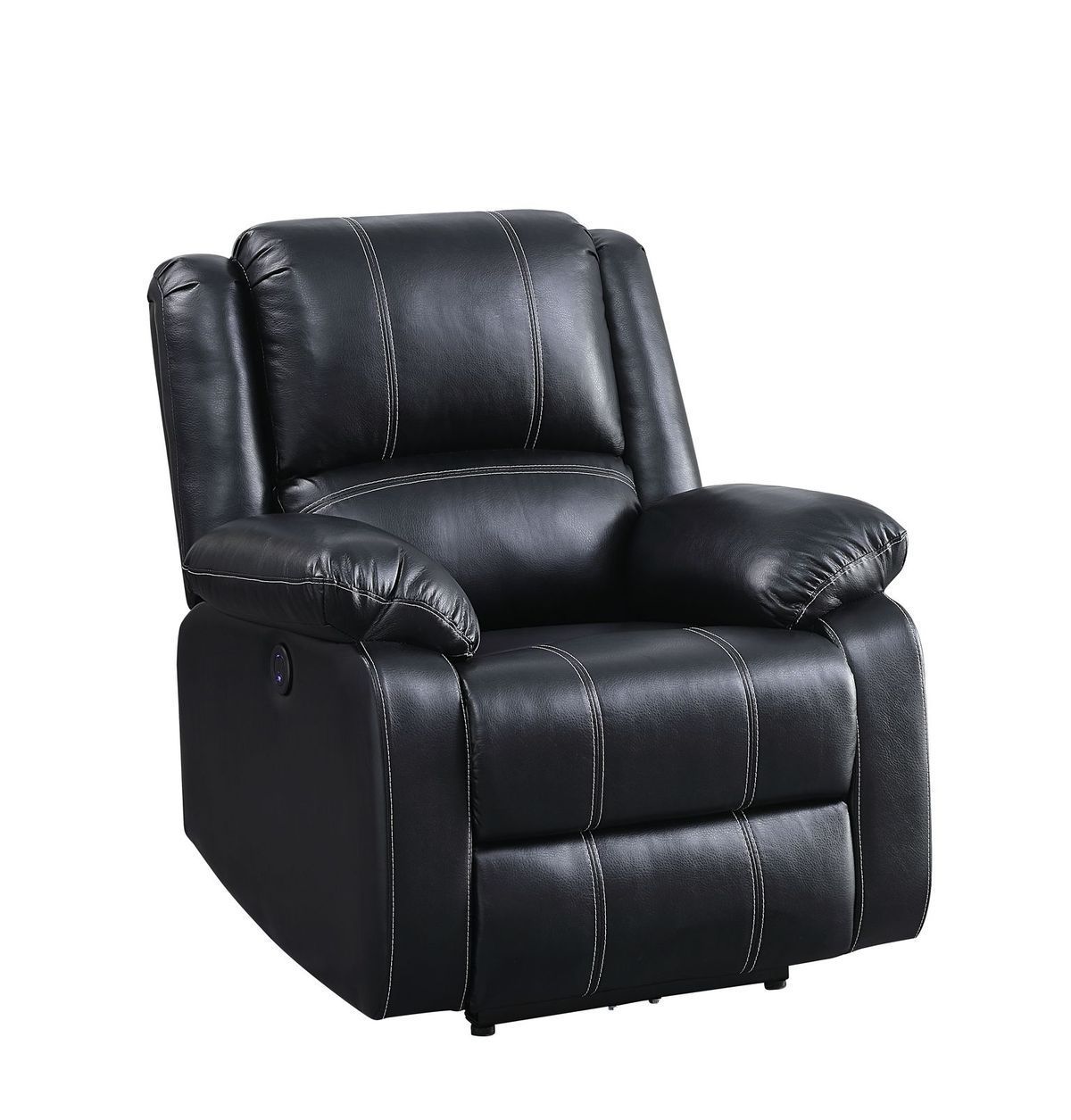 Black Synthetic Leather Zuriel Power Recliner with USB Port