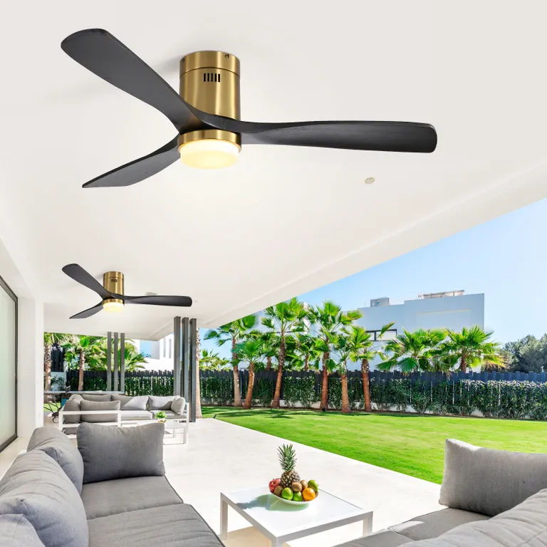 52 Inch Low Profile Ceiling Fan with Remote Control and LED Light Kit