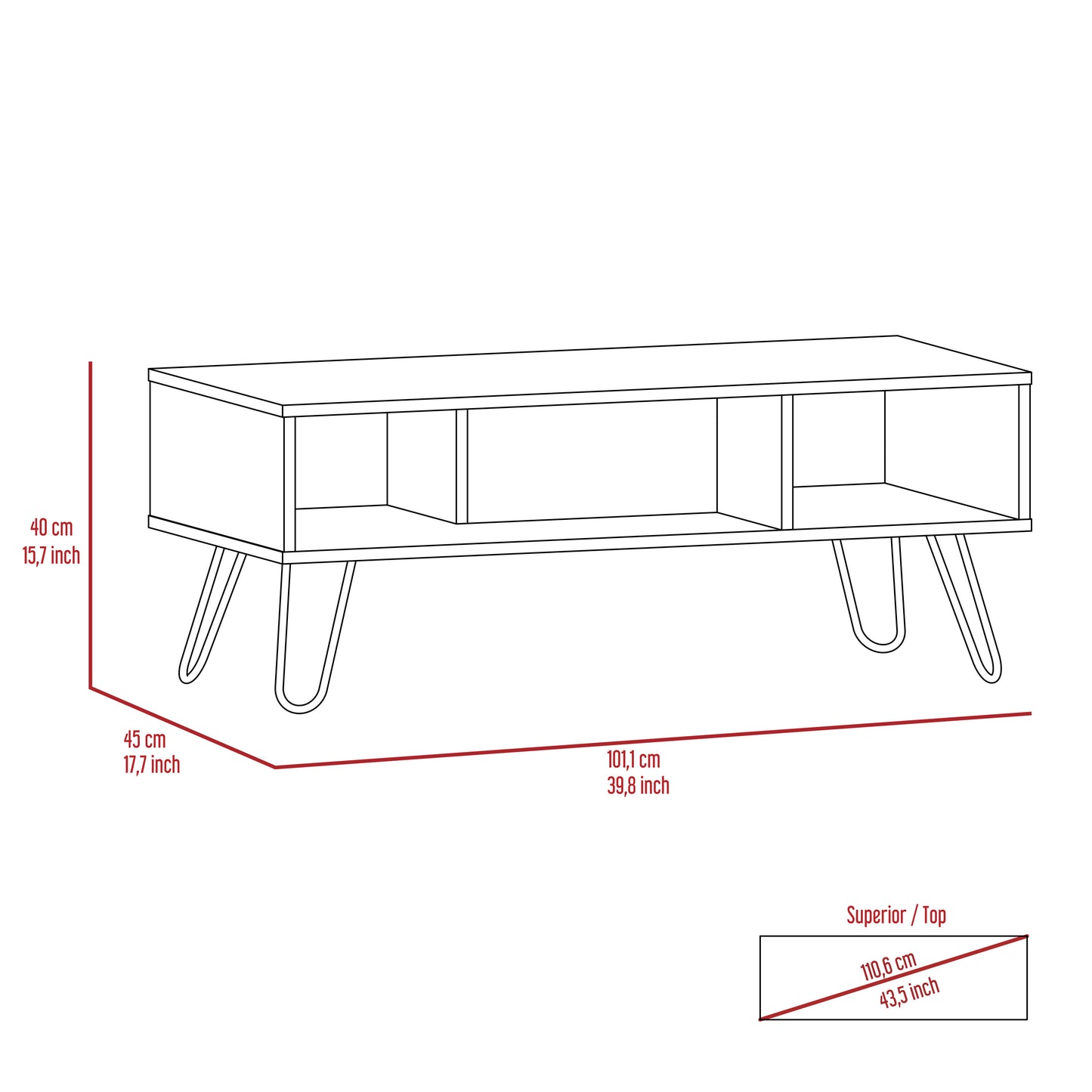 Modern Espresso Coffee Table with Dual Shelves, Chic Design