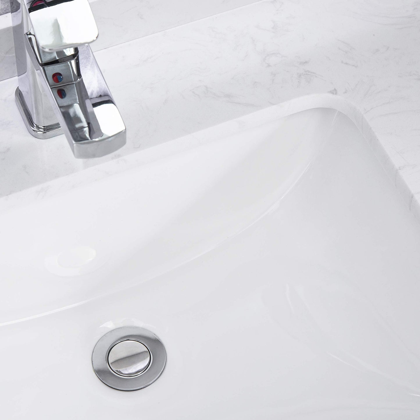 White Rectangular Undermount Bathroom Sink With Overflow