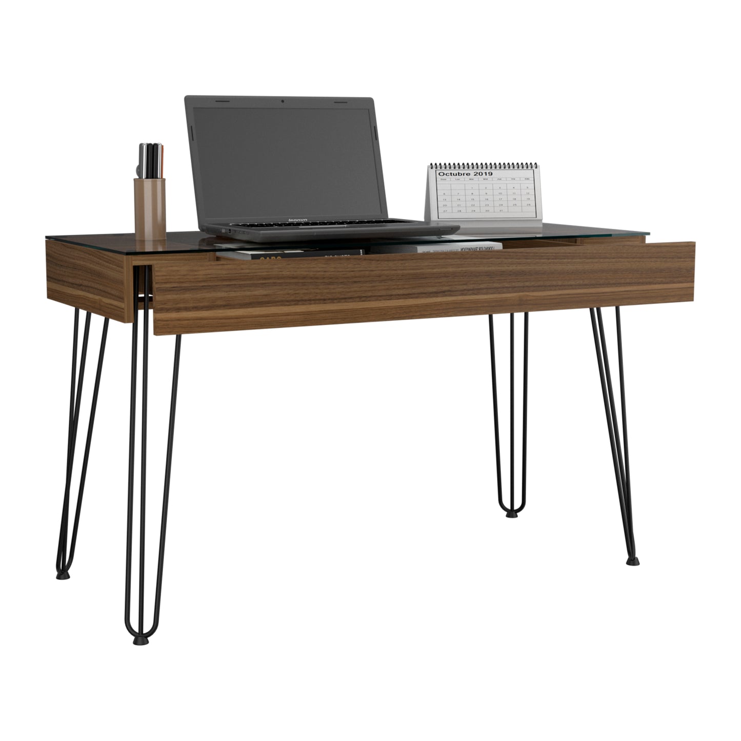 Baxter 120 Desk with Rich Mahogany Finish and Storage Drawer