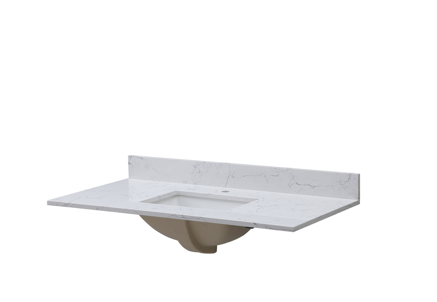 Montary 43"x 22" bathroom stone vanity top carrara jade  engineered marble color with undermount ceramic sink and single faucet hole with backsplash