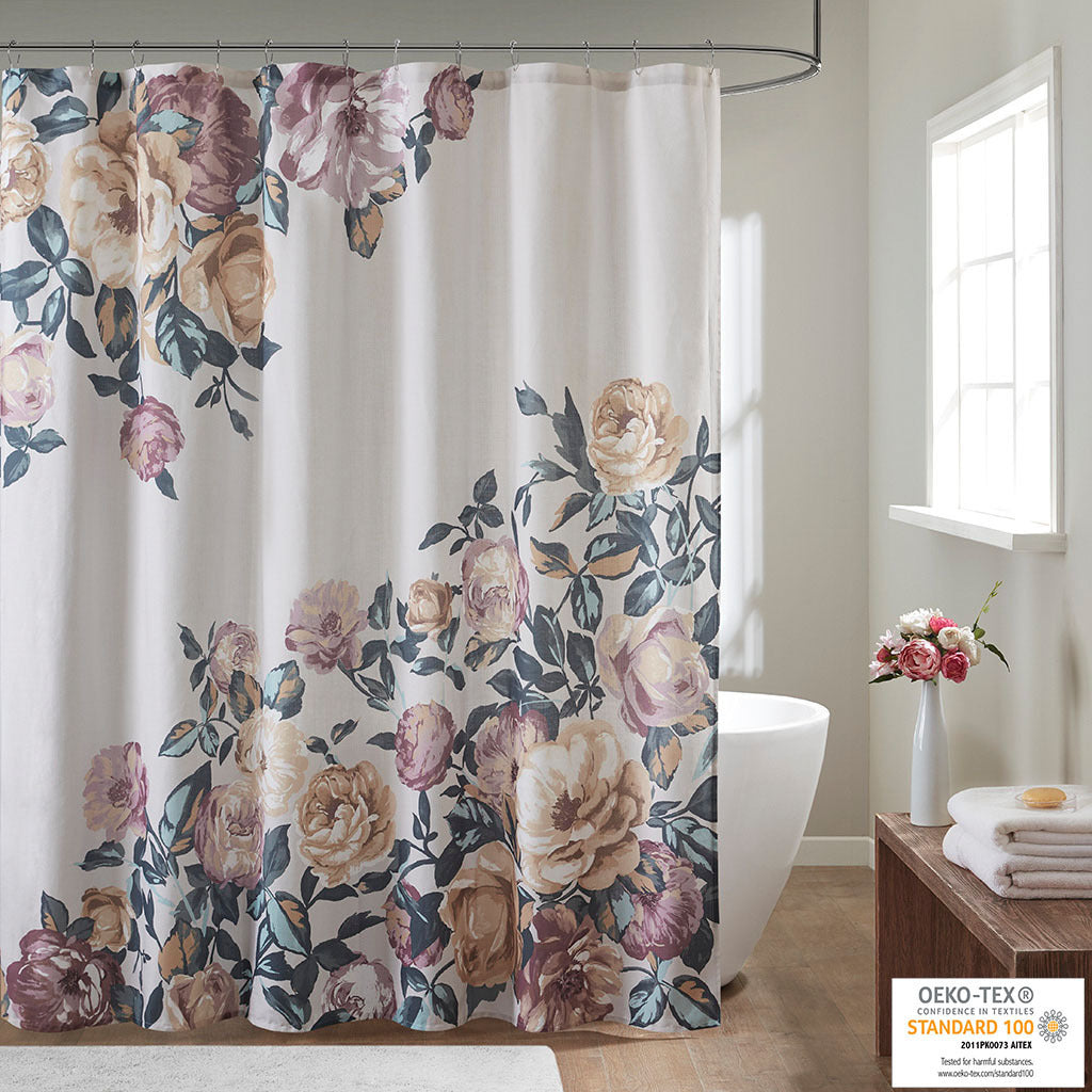 Madison Park Charisma Cotton Floral Bathroom Shower Curtain