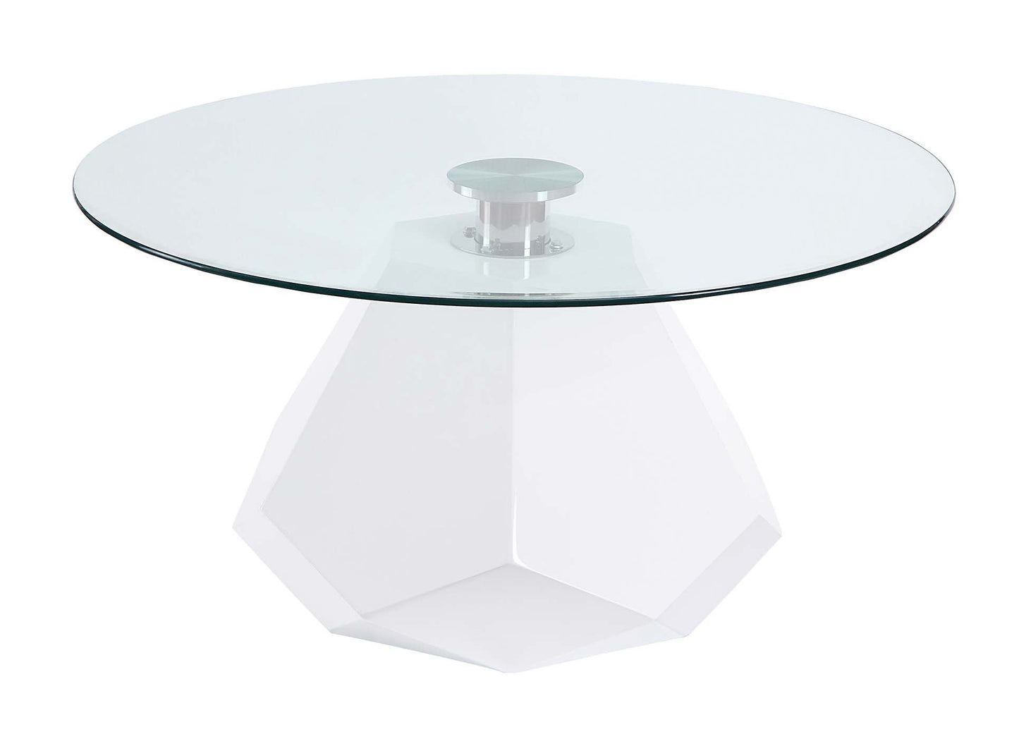 Chara Coffee Table with White High Gloss Finish and Clear Glass Top