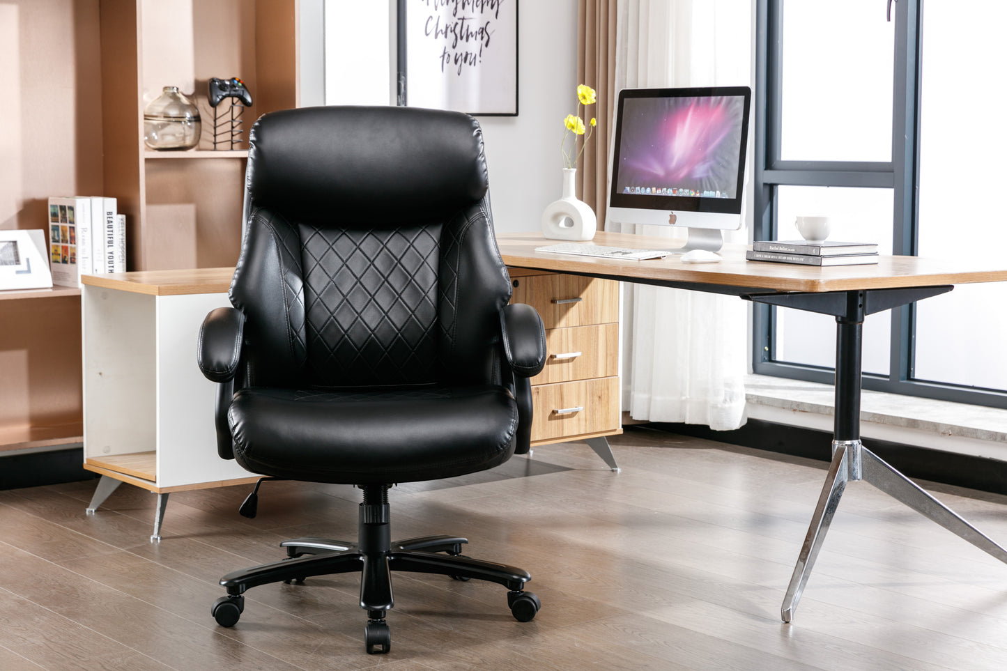 Office Desk Chair with High Quality PU Leather,Adjustable Height/Tilt,360-Degree