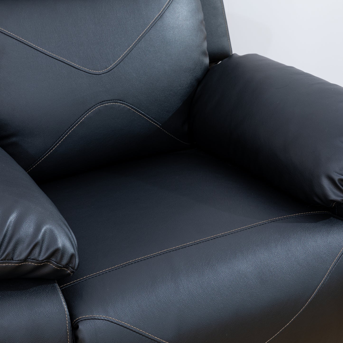 Elegant Black Leather Recliner Chair for Home Theater and Living Room