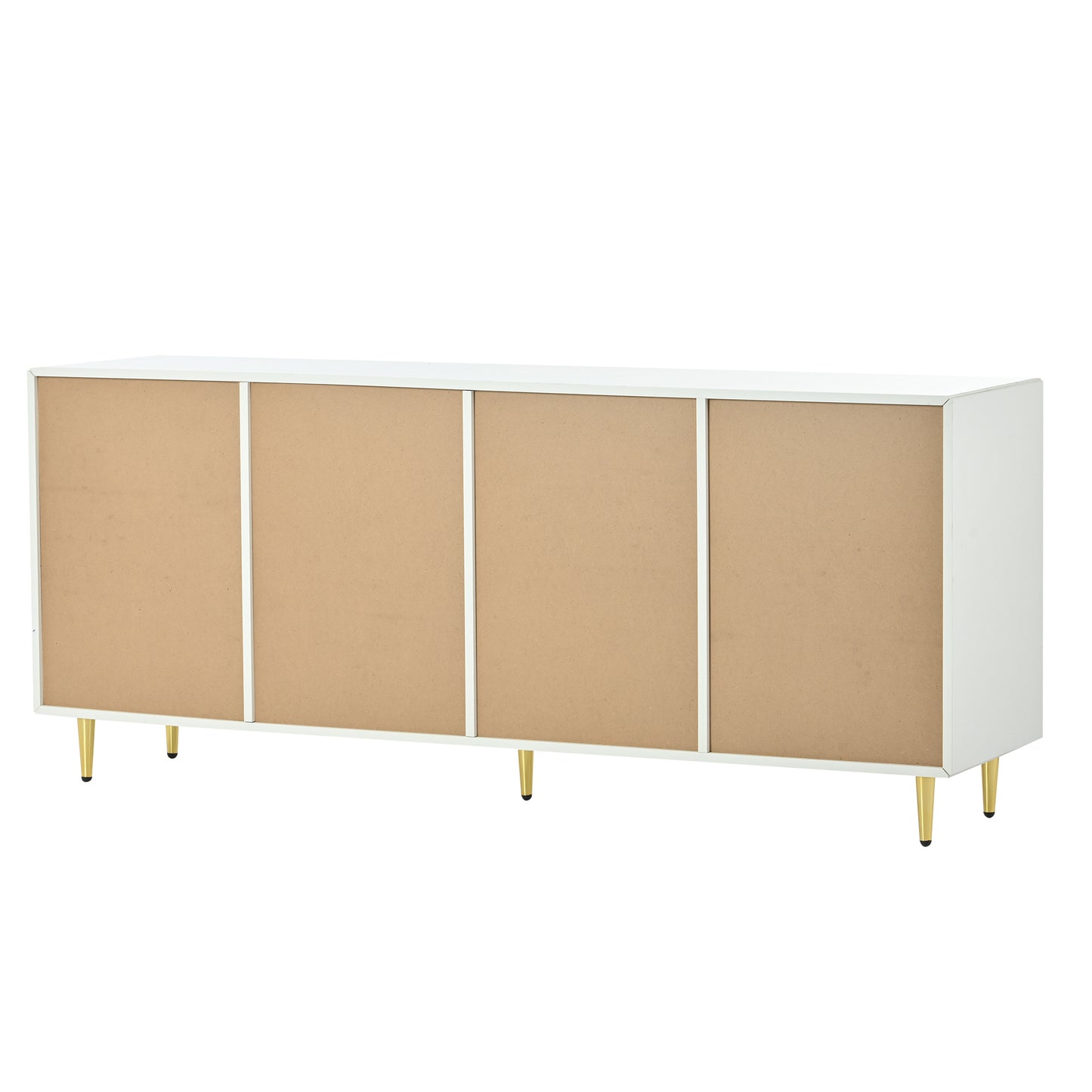 Stylish TV Console Cabinet with Rattan Door for TVs up to 65, Modern Storage Sideboard for Living Room