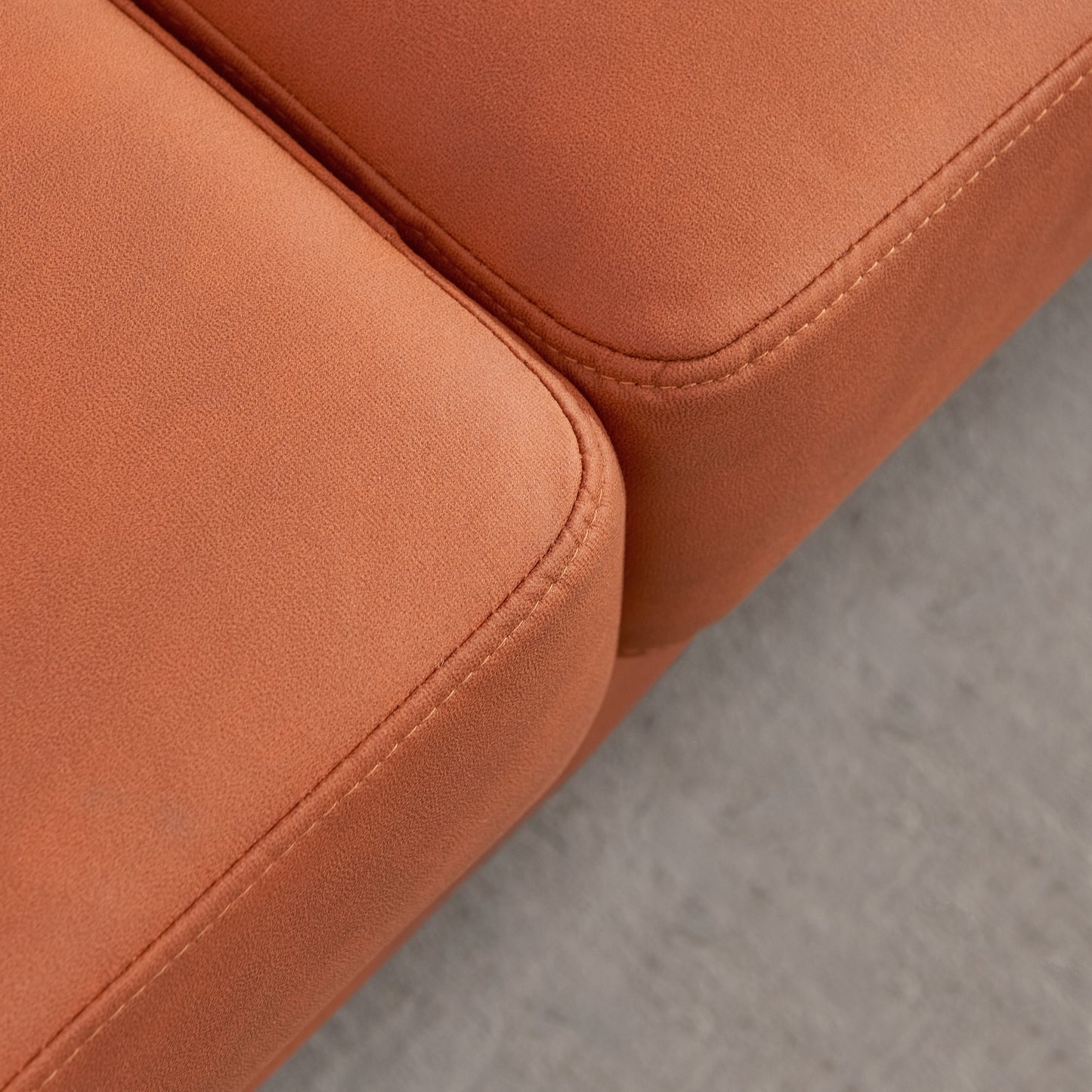 L-Shaped Corner Sectional Technical leather Sofa-Orange, 92.5*92.5''