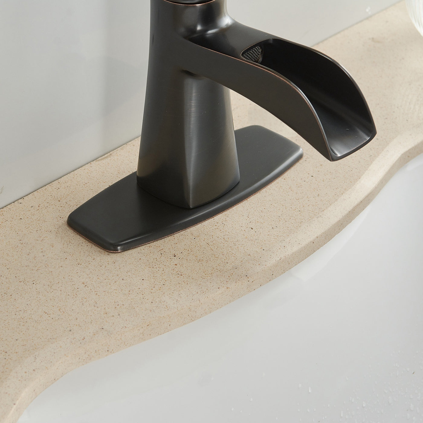 Waterfall Oil Rubbed Bronze Bathroom Faucet with Pop-Up Drain