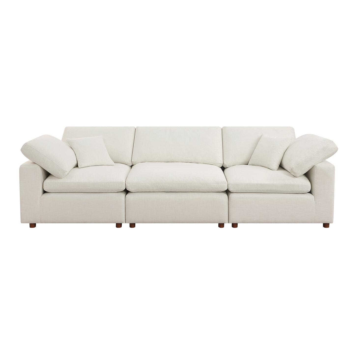 White Self-Customizable Modular Sectional Sofa Set with Down Feather Fill