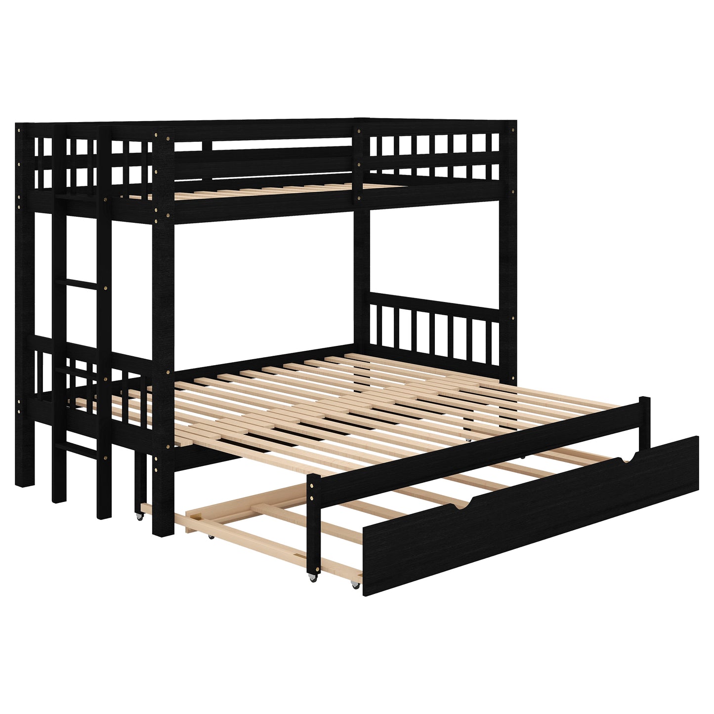 Compact Espresso Bunk Bed with Trundle and Pull-out Sleep Options