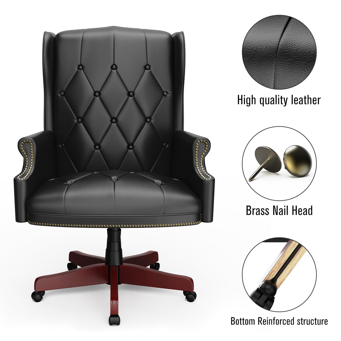 330LBS Executive Office Chair, Ergonomic Design High Back Reclining Comfortable Desk Chair - Black