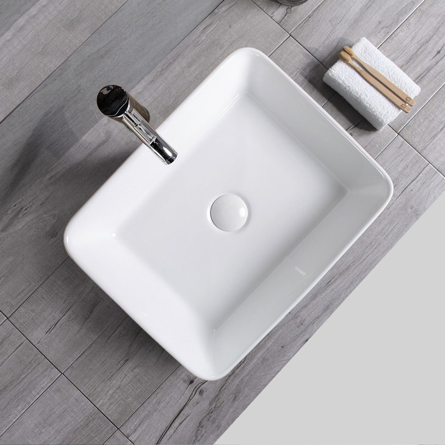 Vessel Bathroom Sink Basin in White Ceramic