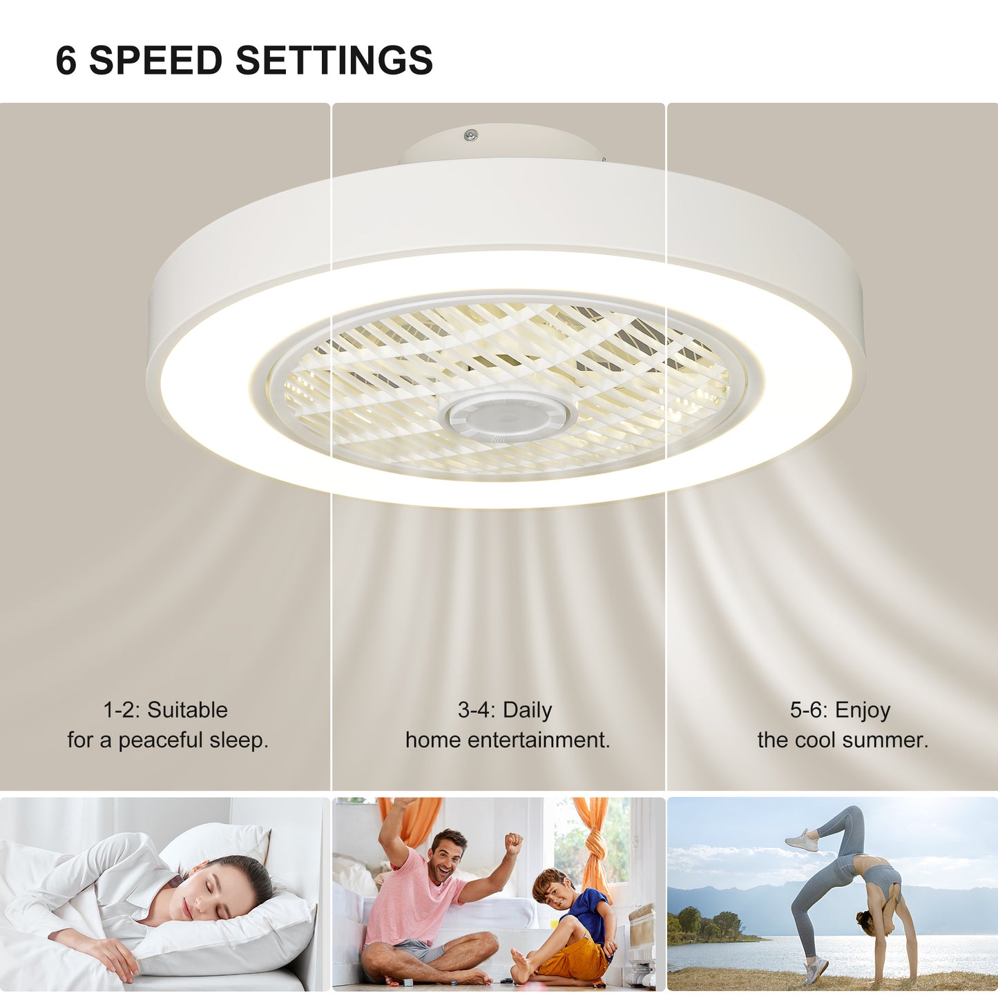 Bladeless Ceiling Fan with Lights and Remote Control